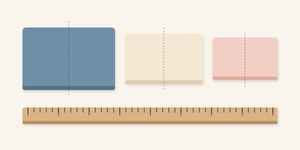 Cover and two smaller felt pages laid out with their centre fold lines marked