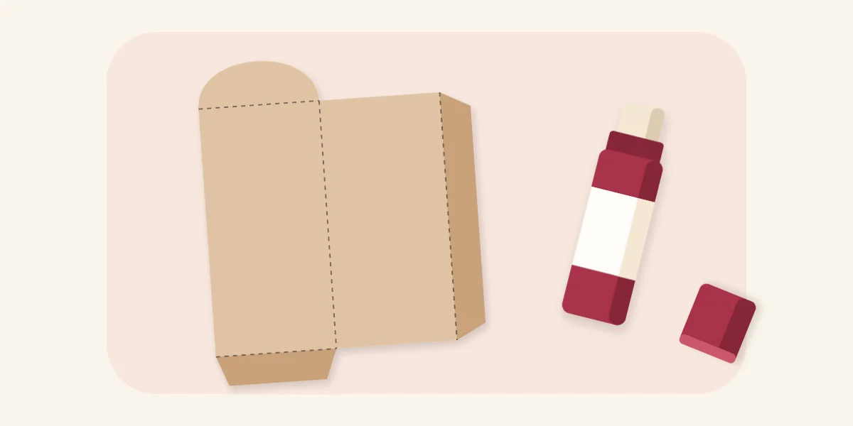 Flat seed packet template with side tab, bottom tab, top flap and fold lines
